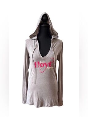 Team Hoyt Archery Women's Gray and Pink Hooded Long-Sleeve Shirt